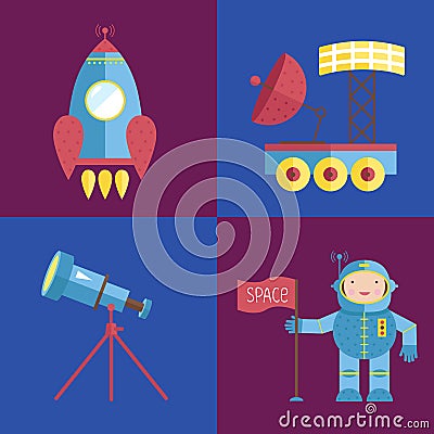 Space Cartoon Vector Icons Collection Vector Illustration