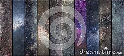 Space collage. Astronomy collage. Astrophotography collage. universe. Stock Photo