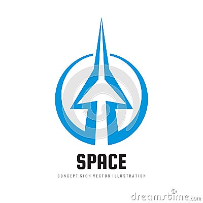 Space - concept logo template vector illustration. Abstract rocket creative sign. Speed transport symbol. Arrow icon. Graphic Vector Illustration