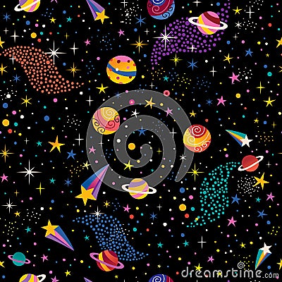 Space cosmos seamless pattern Vector Illustration