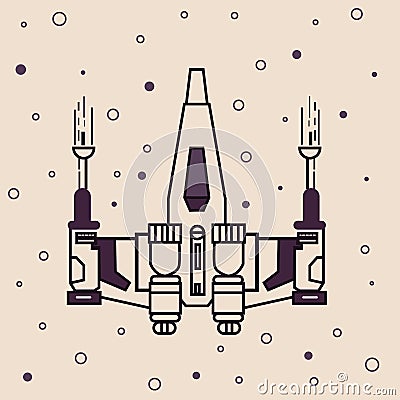 Space craft fighter jet futuristic icon drawing illustration Vector Illustration