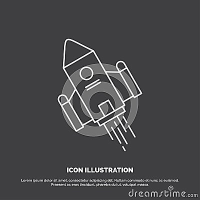 space craft, shuttle, space, rocket, launch Icon. Line vector symbol for UI and UX, website or mobile application Vector Illustration