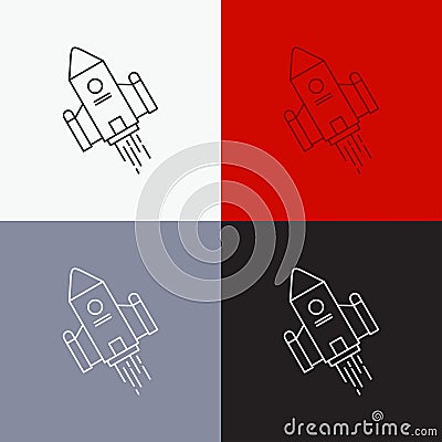 space craft, shuttle, space, rocket, launch Icon Over Various Background. Line style design, designed for web and app. Eps 10 Vector Illustration