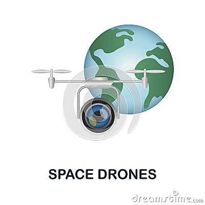 Space Drones icon. 3d illustration from future technology collection. Creative Space Drones 3d icon for web design Cartoon Illustration