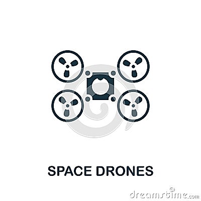 Space Drones icon. Monochrome simple line Future Technology icon for templates, web design and infographics Vector Illustration