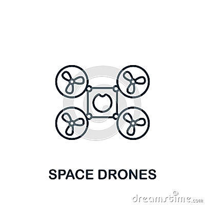 Space Drones icon. Monochrome simple line Future Technology icon for templates, web design and infographics Vector Illustration