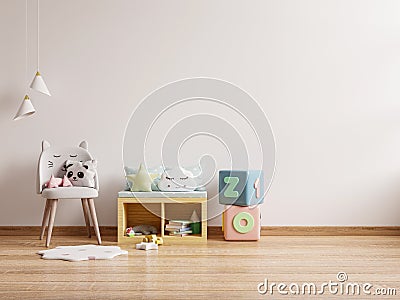 Space of empty wall in simple child`s room on wall white colors background Stock Photo