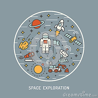 Space exploration Vector Illustration