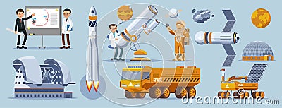 Space Exploration Elements Collection Vector Illustration