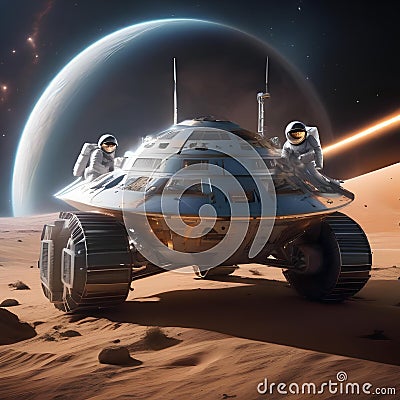 Space exploration scene with astronauts and futuristic spacecraft Perfect for science or educational materials related to space3 Stock Photo