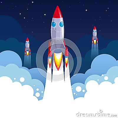 Start Up business rocket vector illustration for space banners or posters in vector format Vector Illustration