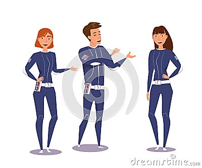 Space explorers group flat vector illustration Vector Illustration