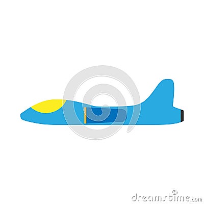 Space fighter side view flat vector icon. Flight transport aerospace combat technology plane Vector Illustration