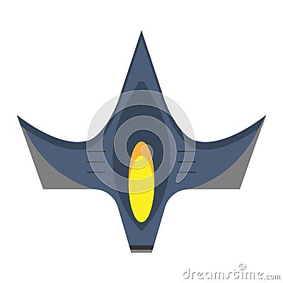 Space fighter top view flat vector icon. Flight transport aerospace combat technology plane Vector Illustration