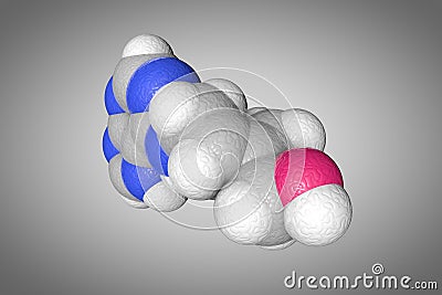 Space-filling molecular model of zeatin. Atoms are represented as spheres with conventional color coding: carbon (gray Cartoon Illustration