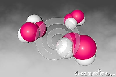 Space-filling molecular models of hydrogen peroxide, a chemical compound with formula H2O2. Atoms are Cartoon Illustration