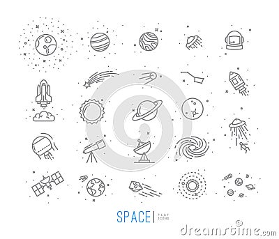 Space flat icons Vector Illustration