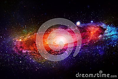 Space galaxies and stars in night sky Stock Photo