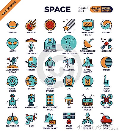 Space and galaxy icons Vector Illustration