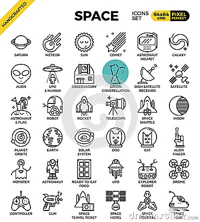 Space and galaxy icons Vector Illustration