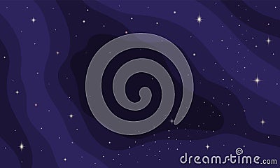 Space galaxy. Outer star background. Cute dream universe with planets and starry sparkling. Night sky. Interstellar Vector Illustration