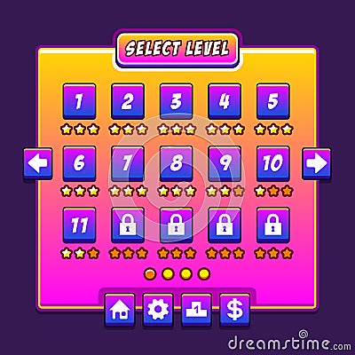 Space game menu level interface panels ui Vector Illustration