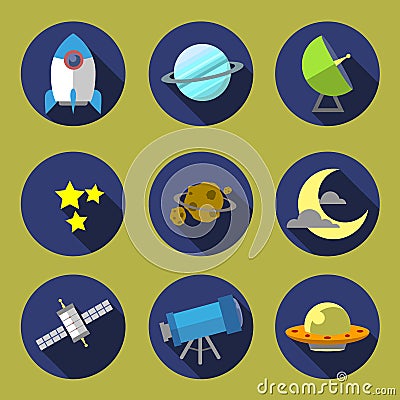 Space icon illustration 01 flat design Cartoon Illustration