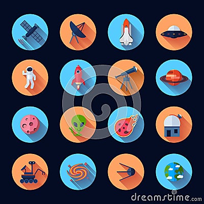 Space Icons Flat Vector Illustration