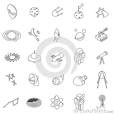 Space icons set, isometric 3d style Vector Illustration