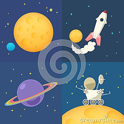 Space Icons Set Vector Illustration