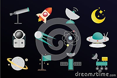 Space icons set Vector Illustration