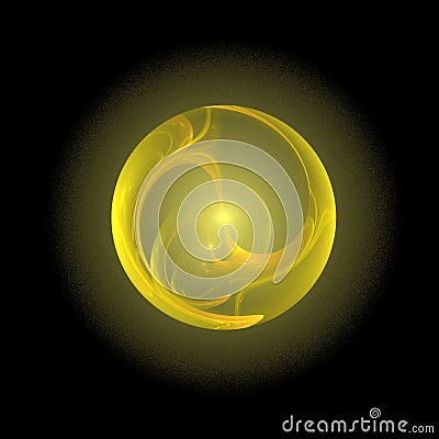 space illustration new star birth, yellow abstract ball on black, color graphics Vector Illustration