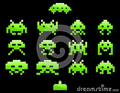 Space Invader Icons EPS Vector Illustration