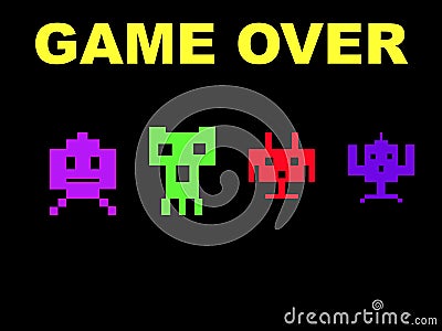 Space invaders game over Editorial Stock Photo