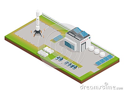 Space Isometric Composition Vector Illustration