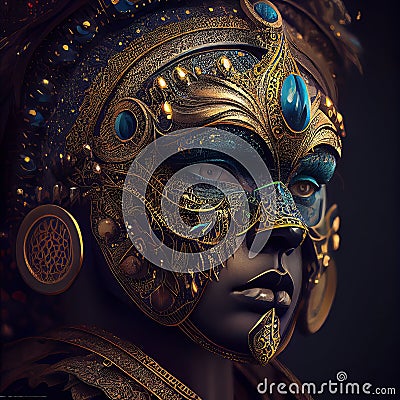 Space Magic Futuristic Viking Warrior Digital AI Generated Fantasy Portrait Artwork Illustration Stock Photo