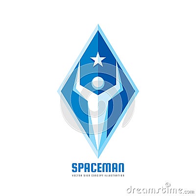 Space man - vector logo template concept illustration. Astronaut creative badge with abstract human silhouette and star. Vector Illustration