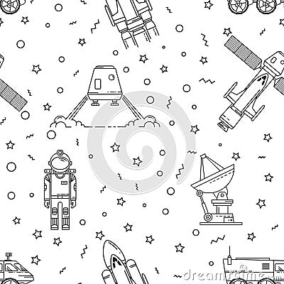 Space memphis seamless pattern. Vector Illustration