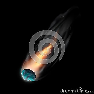 Space meteorite icon, realistic style Vector Illustration