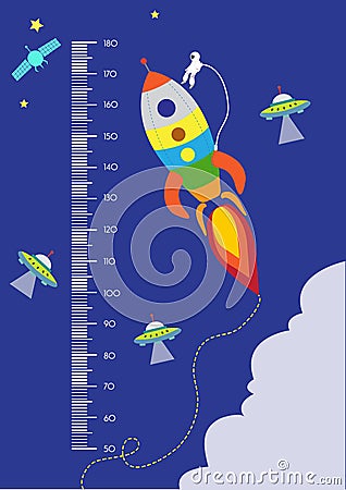 Space,Meter wall or height meter from 50 to 180 centimeter,Vector illustrations Stock Photo