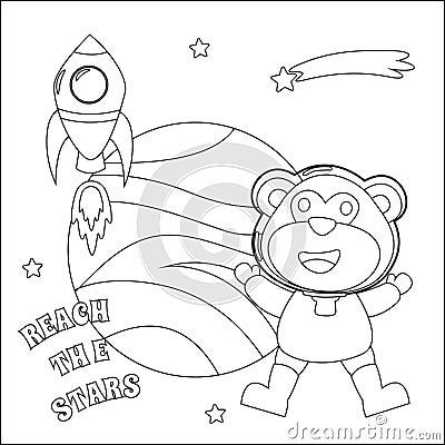 Space monkey or astronaut in a space suit with cartoon style. Vector Illustration