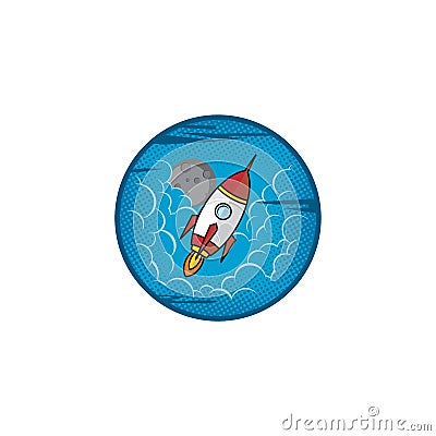 Space moon expedition traveller rocket Vector Illustration