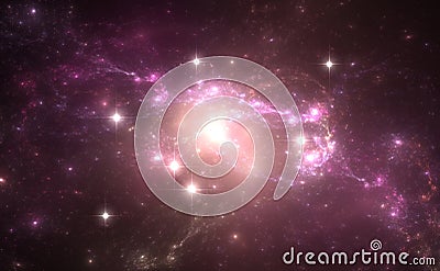 Space nebula with Supernova Explosion in the background Cartoon Illustration