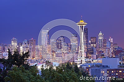 Space Needle and skyline of Seattle, Washington, USA Editorial Stock Photo
