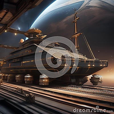 Space pirates, Ruthless band of space pirates raiding a cargo ship amidst the vastness of space4 Stock Photo