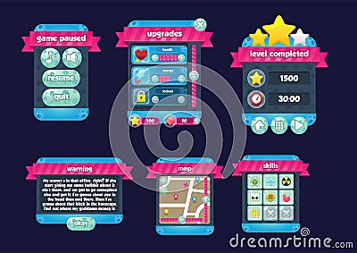 Space Planet Game GUI Set Vector Illustration