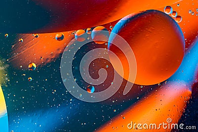 Space or planets universe cosmic abstract background. Saturn or mars - Solar system. Abstract molecule sctructure. Water bubbles. Stock Photo