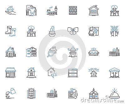 Space planning company line icons collection. Layout, Design, Organize, Utilization, Efficiency, Functionality, Space Vector Illustration