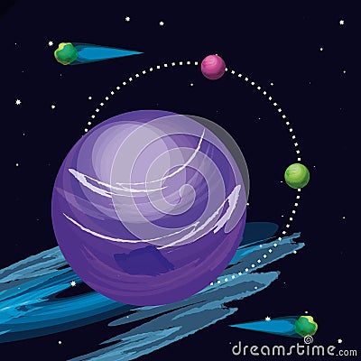 Space with pluto planet universe scene Vector Illustration
