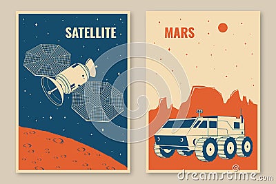 Space posters, banners, flyers. Vector Concept for shirt, print, stamp, overlay or template. Vintage typography design Vector Illustration